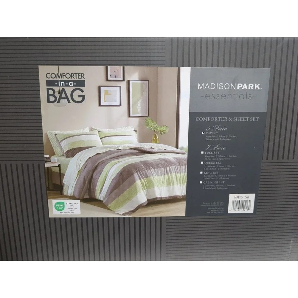 Madison Park‎ Jaxon Twin Comforter Set, Bed in A Bag Comforter & Sheet Set,...